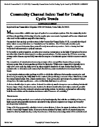 Commodity Channel Index: Tool for Trading Cyclic Trends Donald Lambert PDF